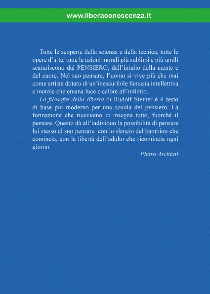IL PENSARE - una creazione dal nulla (Pietro Archiati) - Commento a LA FILOSOFIA DELLA LIBERTÀ vol. 3 - copertina retro